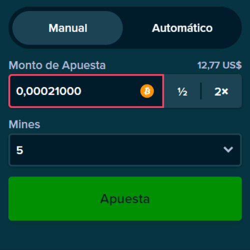 Haga una apuesta en Mines in Stake